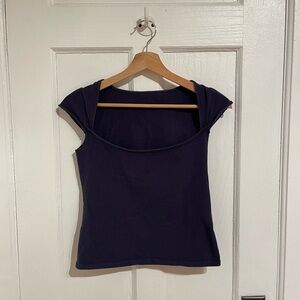 Brandy Melville navy cap sleeve shirt